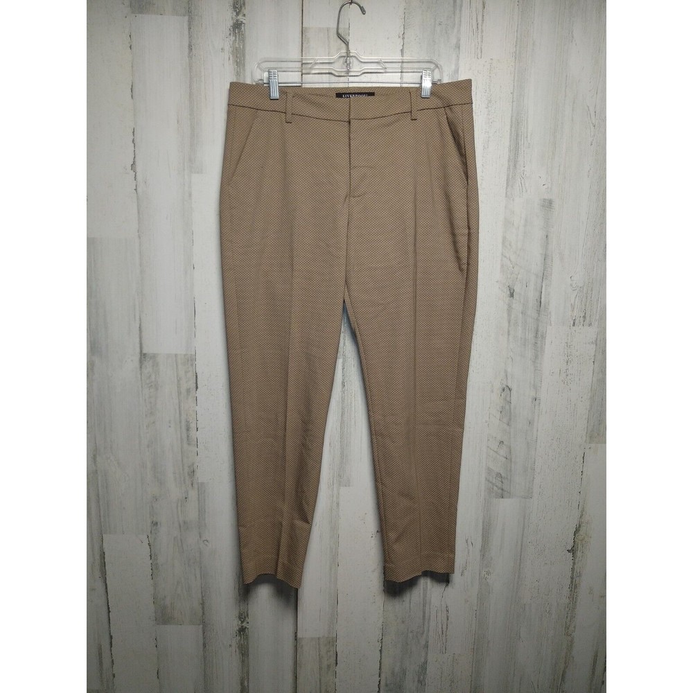 Liverpool Brielynn Straight Leg Ankle Pants Womens 12 Khaki Floral High Rise